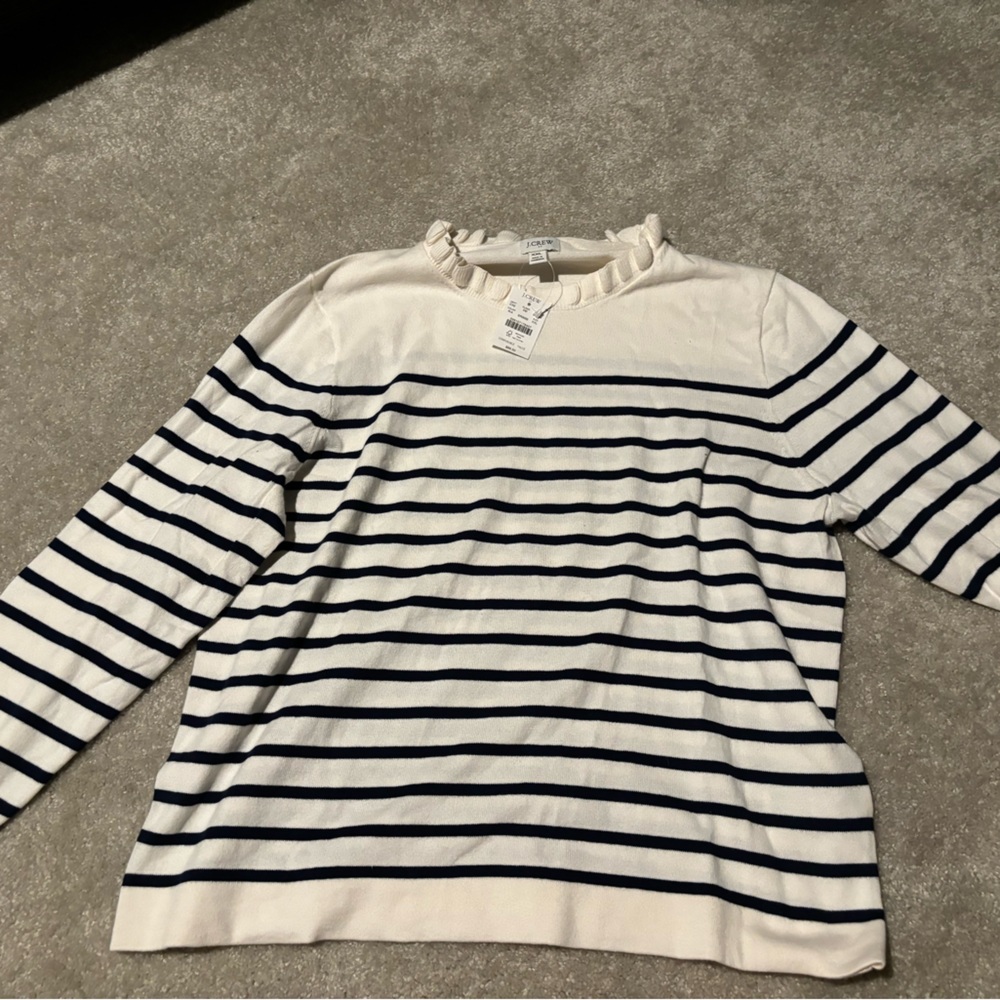 J crew factory cream and striped sweater. New with tag!